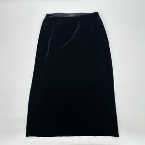 Ann Taylor Women Black Silk Blend Velvet Midi Skirt Dark Fairy Whimsygoth Y2K 8P